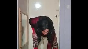 sissy crossdresser penis swing and pee shower part 1 with three voting down wankers