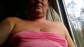 Castrated sissy topless in a train in switzerland
