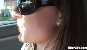 Watch this hot teen give head in public POV with her mouth and hands