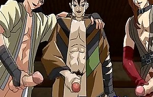 Tied up hentai gay twink gets his virgin asshole fucked