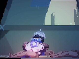 2D Anime Game - Cute ninja comics beauty dominates and squeezes cum