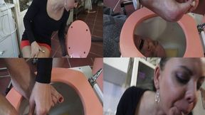 Toilet trash for pedicures and spit! Madame Carla degrades her old slave as a pedicure slave and spittoon!