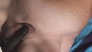 Faux black dick manhandles white fuckslut