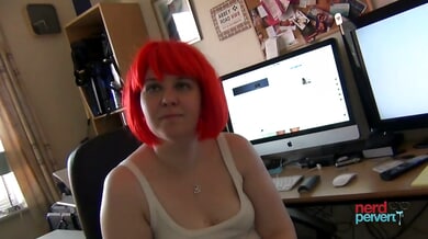 British brunette Mai Bailey takes the nerd's load in mouth during intense session