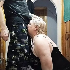 Stepmom sucks dick licks my ass and takes cum on her face