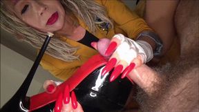 Handjob with long red fingernails and latex gloves - full clip - (1280x720*mp4)