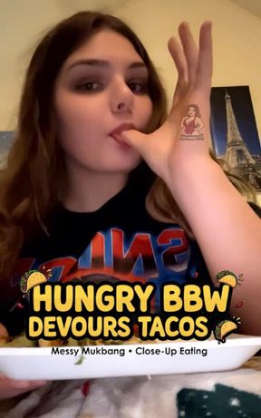 Hungry BBW Devours Loaded Street Tacos 🌮 Messy Mukbang Close-Up