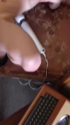 Two lesbians play with vibrator