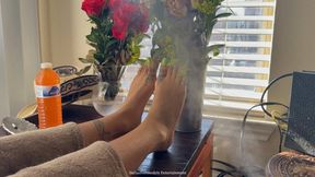 “Wife’s sexy feet relaxing in steam”