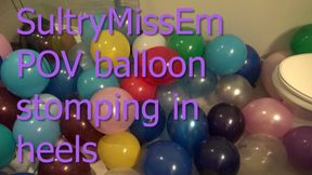 POV Balloon stomping in heels