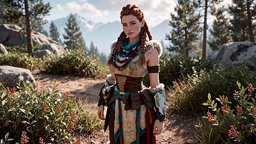 Red-Haired Savage Aloy - Horizon Zero Dawn Big Dick Hunt (AI)