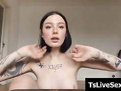 Sensual Tattooed Shemale Strokes Her Cock 082029 160520