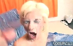 Blonde hottie Christine Alexis receives gooey facial cumshot