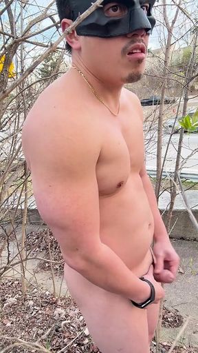 Asian Bodybuilder Strips Naked Roadside - Outdoor Flexing, Muscle Worship & Hands-free Cum Explosion