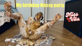 Birthday messy party! Pies, pudding, caramel and dildo!