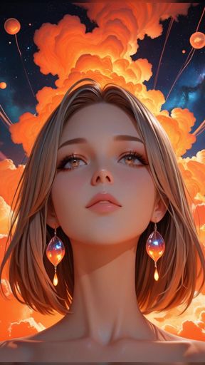 Cosmic Neon Goddess Nude Beauty Portrait with Radiant Cyber Clouds Ai Art Slideshow