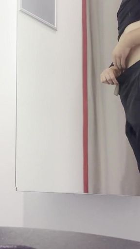 *** in Thong Trying on New Pants, Sweet Ass and Popping Penis