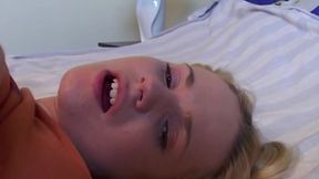 Blonde Babe Fingers Pussy Hard on Bed