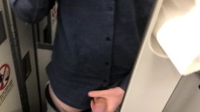 Big Dick Jerks Off in Airplane Toilet