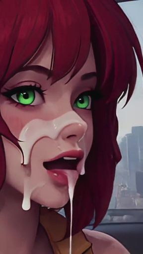 Breaking News: Busty Redhead Reporter in Yellow Jumpsuit, Glossy POV (AI-Generated)   Clip 1