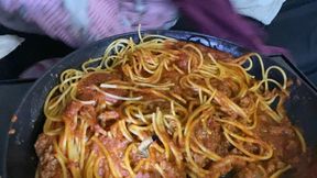 Giantess - Spaghettini Surprise: Giantess Adds a Teenie to Her Plate, shrinking, female domination, giantess special effects  1080