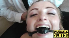 ”Petite chick in stockings Lady Bug dominated by Pascal White”