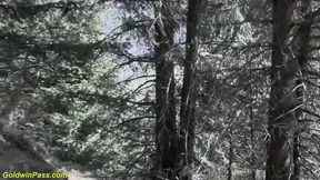 Three lucky guys get wild with dirndl-clad cuties in the forest