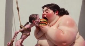 Intense Feeding Session - SSBBW Humiliates and Fattens Thin Girl