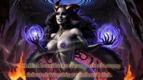 Hellish humiliation: Your pathetic stump defeated: Worship my infernal dick
