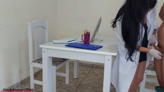 doctor jennyfer solves erection problem during exam!