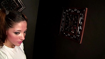Evilyn Fierce Sucks and Swallows at Glory Hole