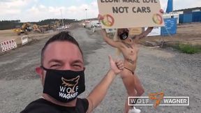Kitty Blair Goes Bold in Public for a Cause! Outdoor Adventure with WOLF WAGNER