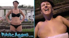 ”Short-Haired Sexy Girl with Juicy Tits Public Bang”