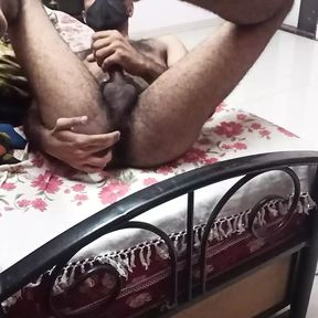 Indian style masturbation, third hand masturbation, fingering ass while masturbation