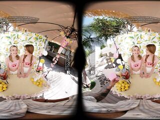 VR Bangers: Sexy Women In Pink Pants Bang U After A Glass Of Limonade In A FFM Trio - VR Porn