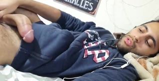 Massive cumshot in bed