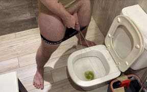 He Kisses My Big Hard Cock While I Pee