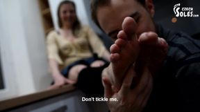Wife's sexy feet worship during cooking