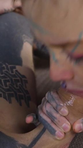 Tattooed Hippie's Anal Fucking with Big Toy and Get Fuck by Real Big Cock