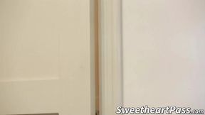 Playful Katie sucking and kissing on her stepmoms nipples