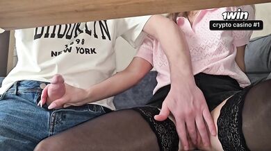 First date blowjob in restaurant bathroom cumshot in pussy
