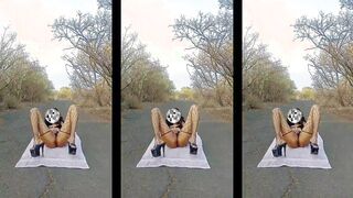 Rubidoll Hooker has butt sex hump with a black wood BIG BLACK COCK