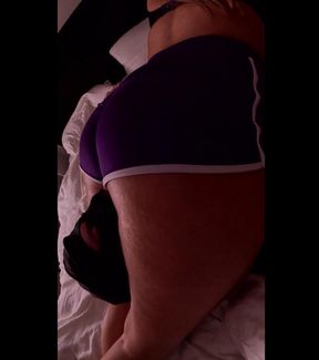 Purple workout shorts