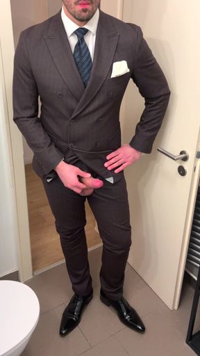 Businessman in Suit Jerks off on His Patent Leather Shoes