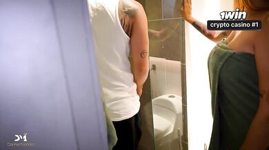 Rough fucking of my neighbor in the bathroom after fixing her shower - Danner Mendez & Andrea Castro