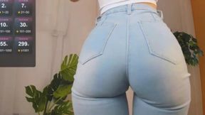 Juicy booty in tight denim craving hot rough sex