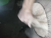 Crossdresser under bridge blows a load of cum