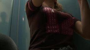18-Year Old Nicole Ray Wacks Off Thick Cock And Gets Plowed In Restroom