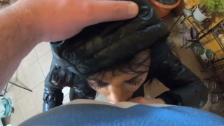 MilfyCalla- A Lot Of Cum On my black down jacket and black leather leggings 216