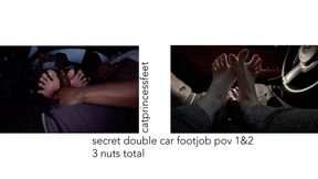 Secret car footjob 3 nut combo, hot neighbor and librarian milf with glasses on foggy rainyday ride. Double drained, 2 povs, 3 nuts total! Cat Princess milf feet on juicy, bbc toejob footjob, full figure and close up pov